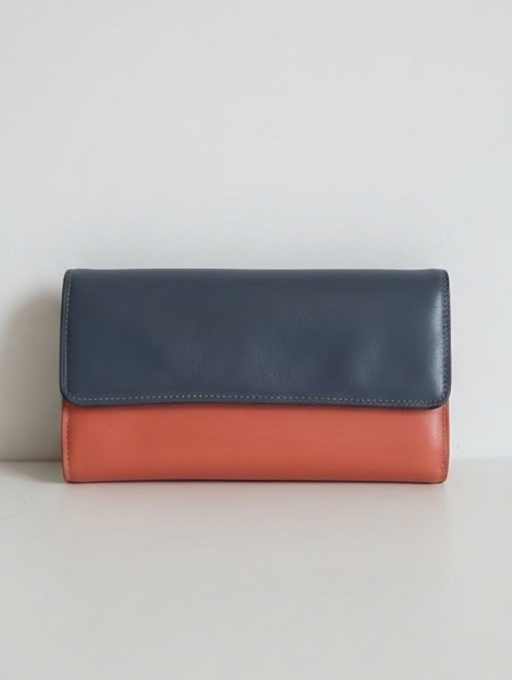 Mywalit | Large Leather Trifold Wallet  | Gray‎ Orange Red | 12 Card Slots 👛